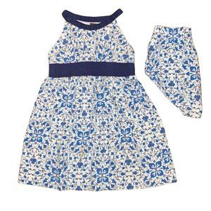 TEA COLLECTION Girls Floral Dress Set 18-24 mo L Outfit Sleeveless Bloomers Blue